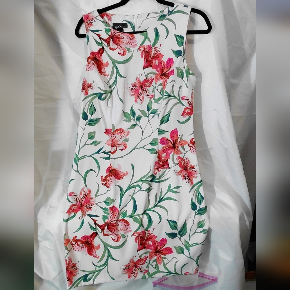 Alyx White Midi Dress with Pink Floral Print